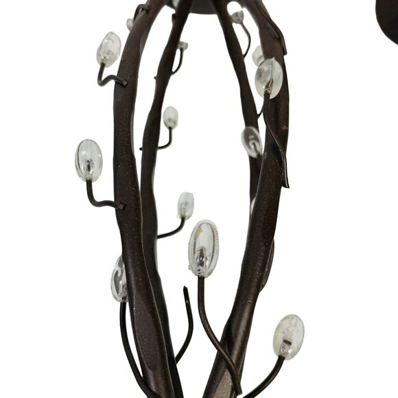 Trio Of Decorative Iron Candle Holders Metalware Brown Clear Teardrops Elements - Picture 7 of 11